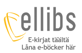 Ellibs logo: e-kirjat täältä, låna e-böcker här.