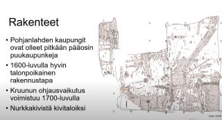 Kuvassa vanhojen rakenteiden kuvausta kartassa